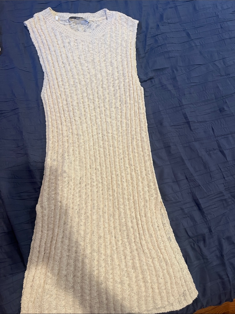 MNG Sleeveless Ribbed Knit Sweater Too- Cream